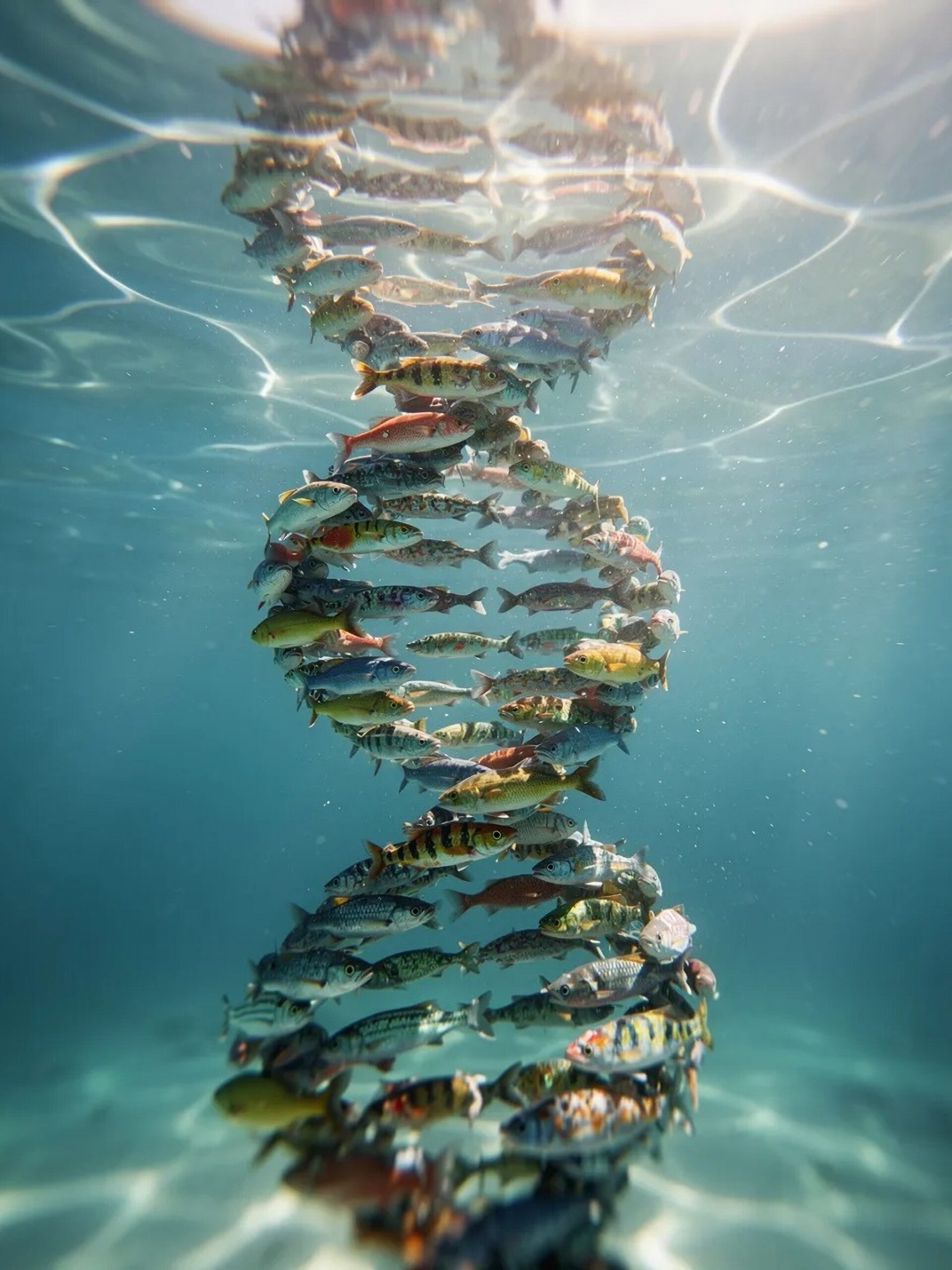 海洋生物とゲノムのイメージ