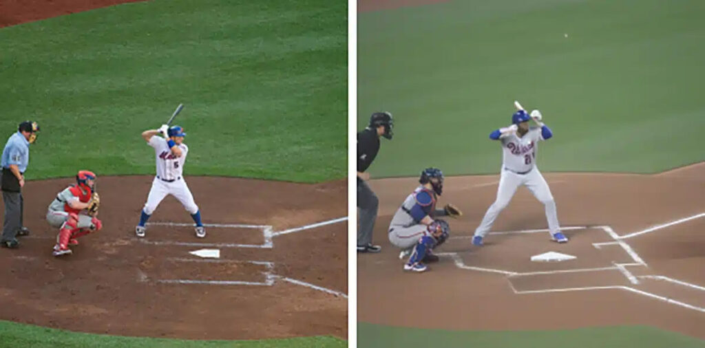 左：野球の試合の元画像。右：脳活動データをもとにBrain-ITが再構成した画像。
（画像提供：ワイツマン科学研究所および研究チーム）